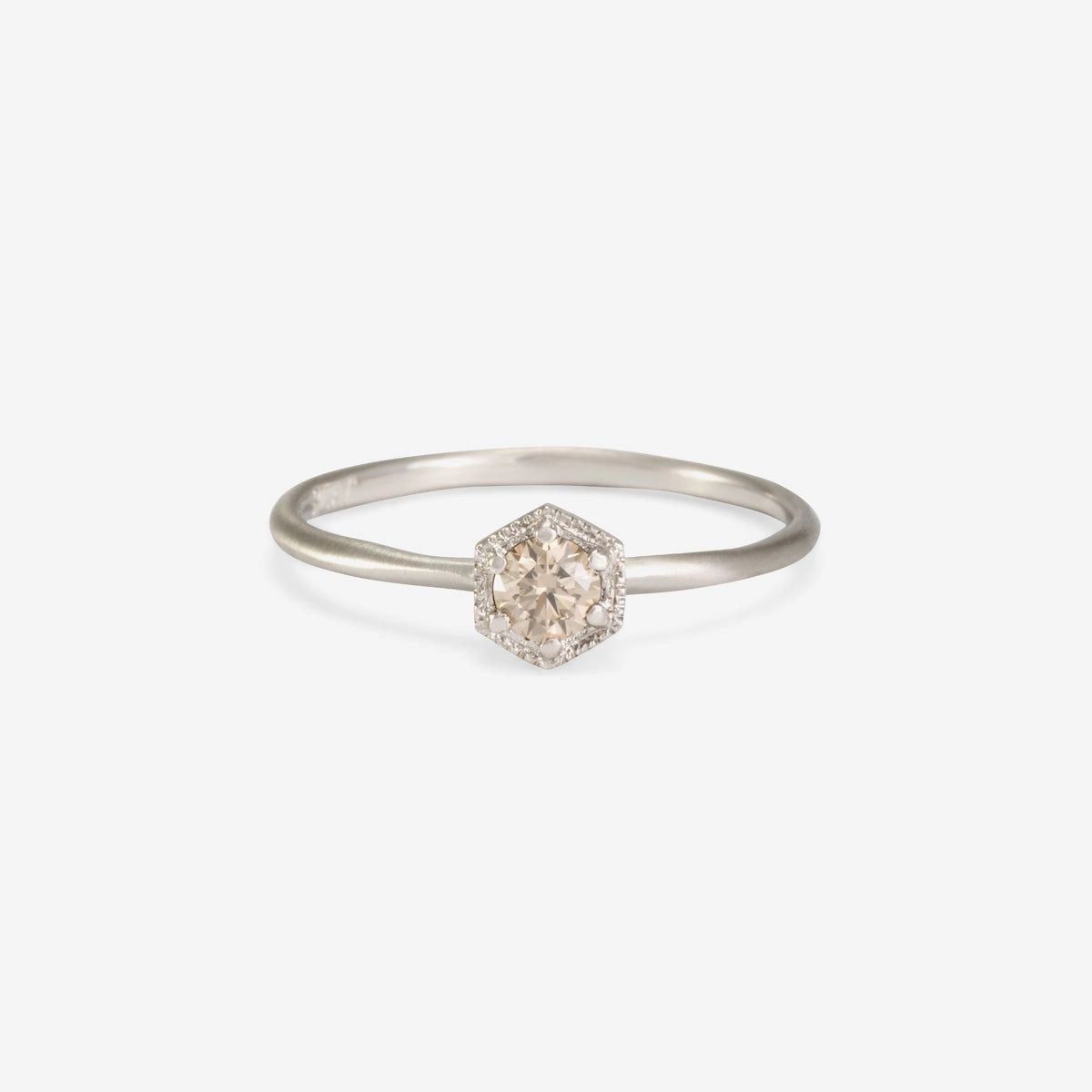 3.5mm Brown Diamond Hexagon Ring | R2203BR
