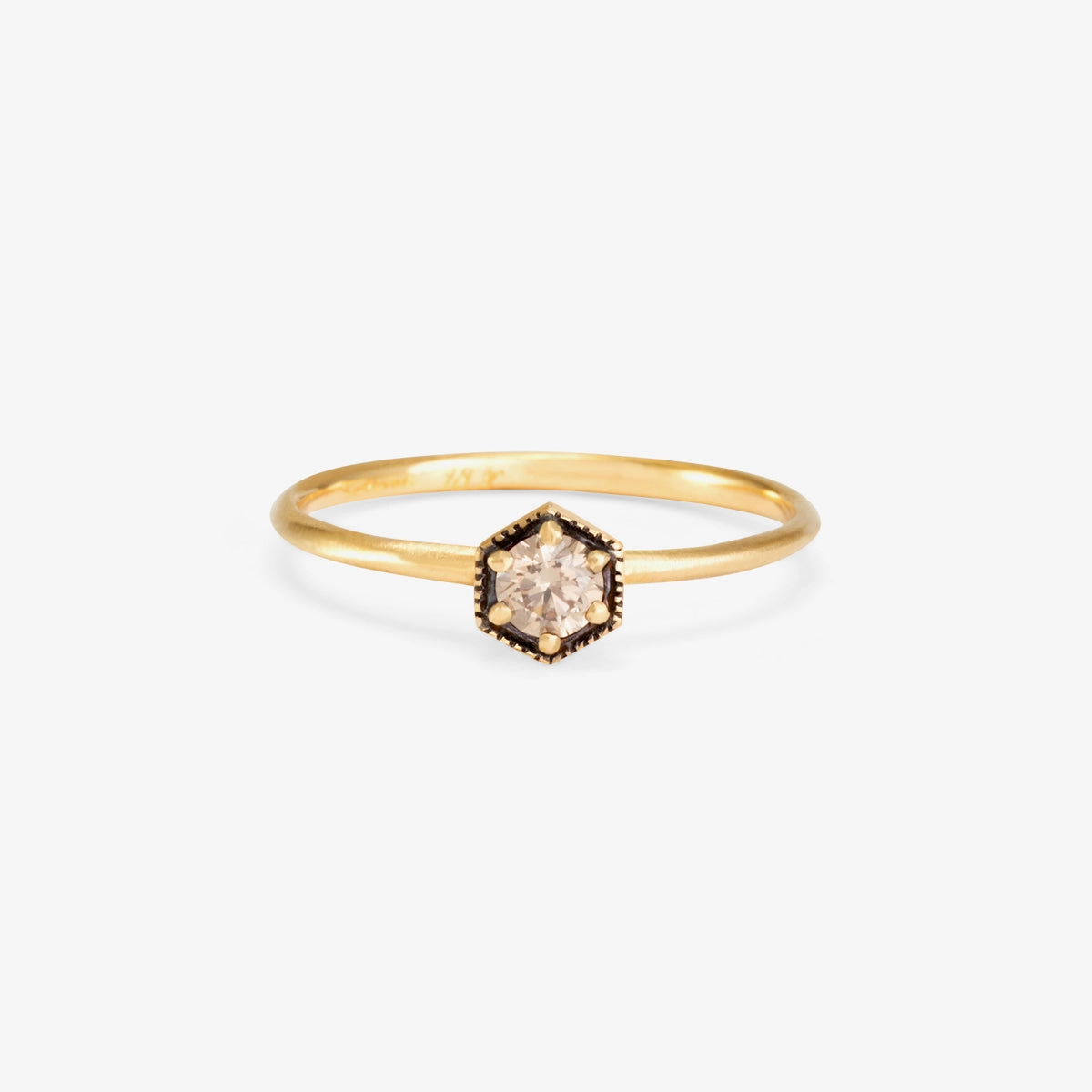 3.5mm Brown Diamond Hexagon Ring | R2203BR