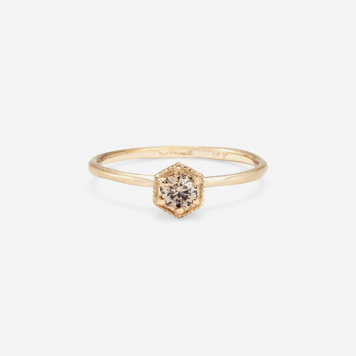 3.5mm Brown Diamond Hexagon Ring | R2203BR