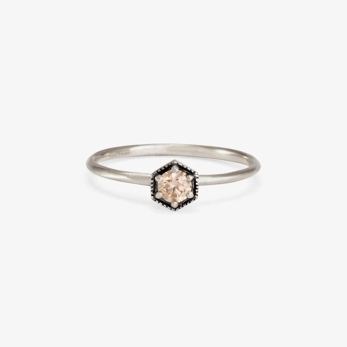 3.5mm Brown Diamond Hexagon Ring | R2203BR