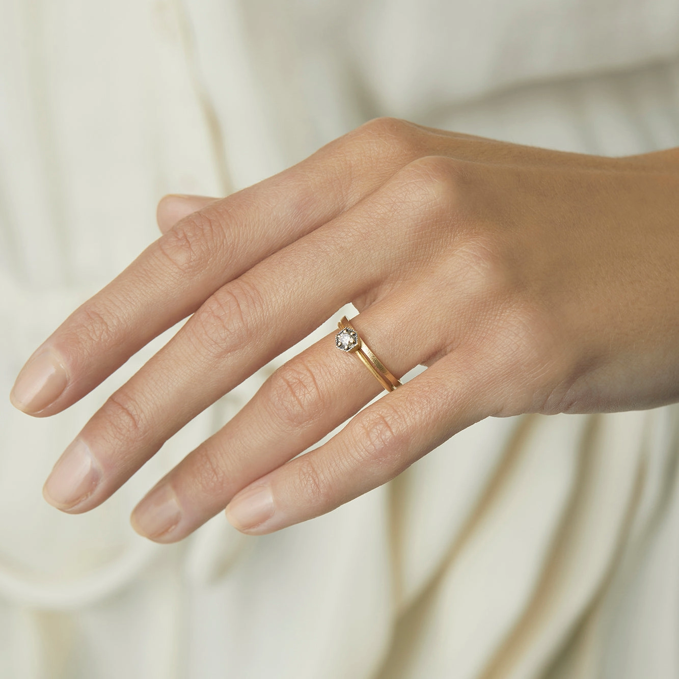 3.5mm Brown Diamond Hexagon Ring | R2203BR