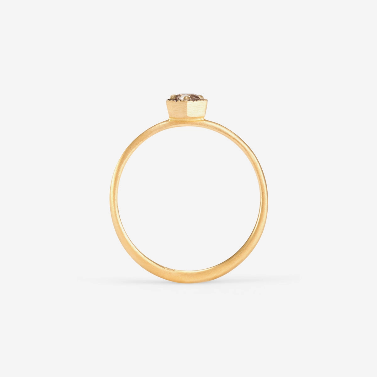3.5mm Brown Diamond Hexagon Ring | R2203BR