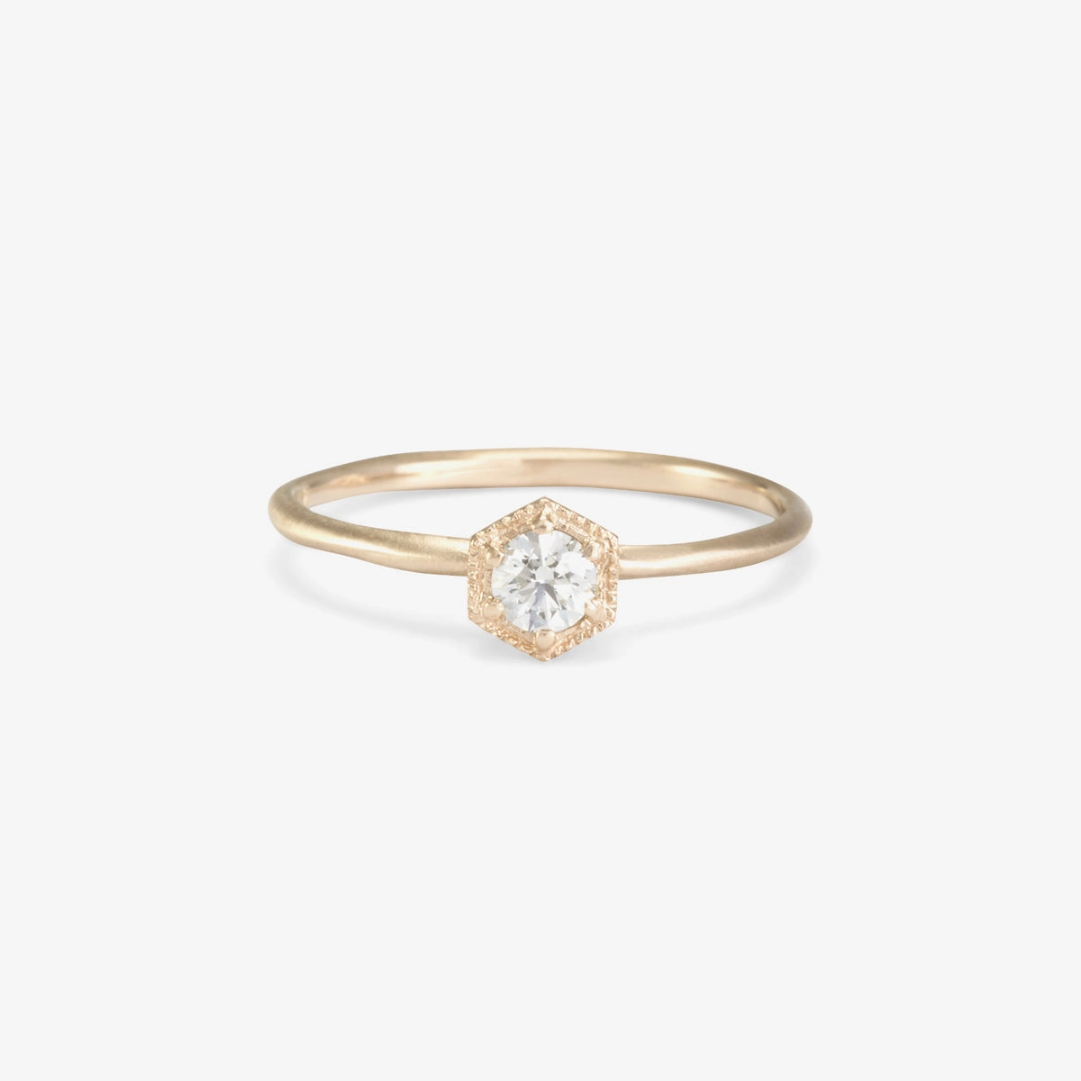 3.5mm White Diamond Hexagon Ring | R2203W