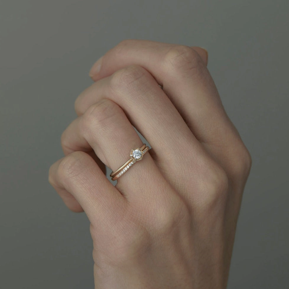 3.5mm White Diamond Hexagon Ring | R2203W