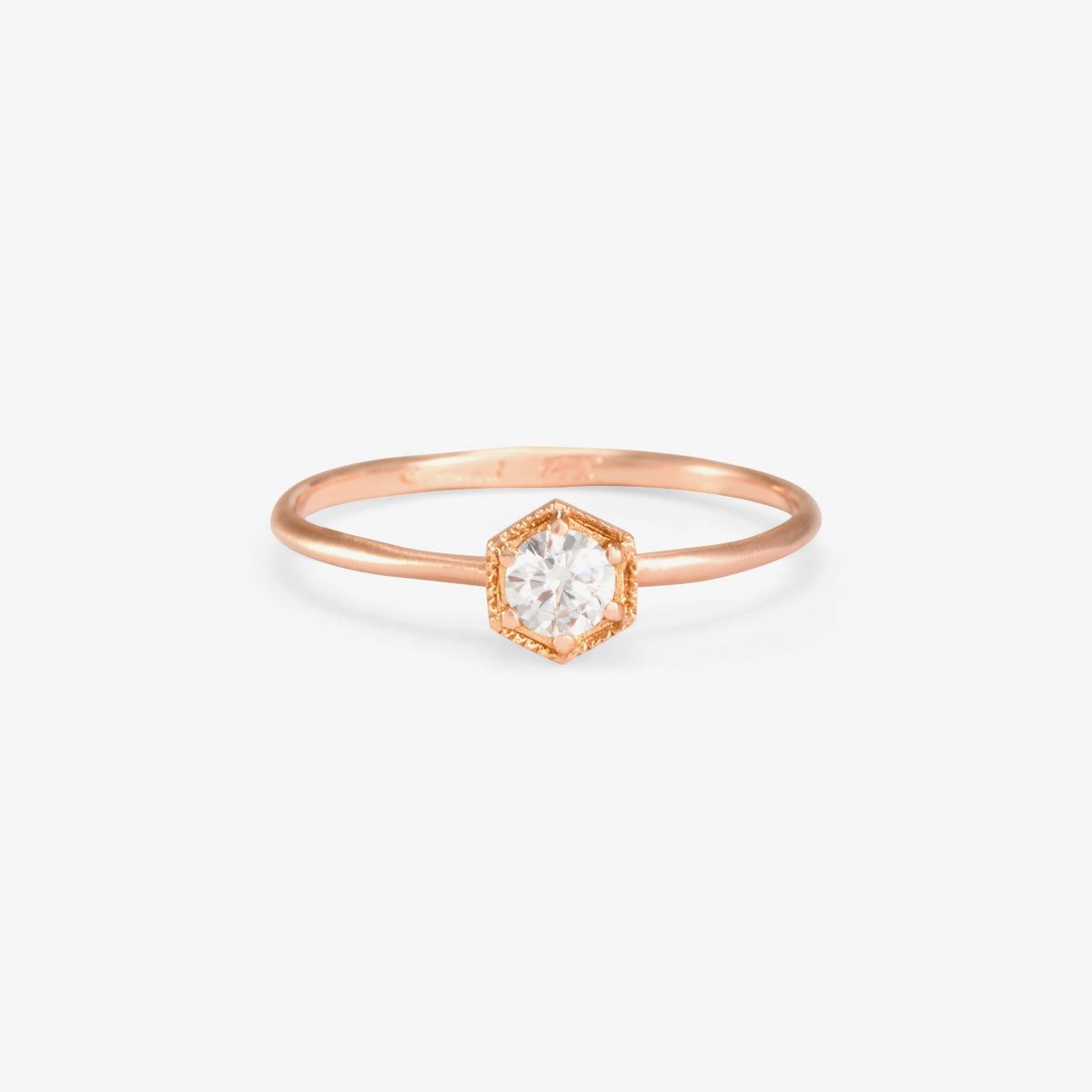 3.5mm White Diamond Hexagon Ring | R2203W