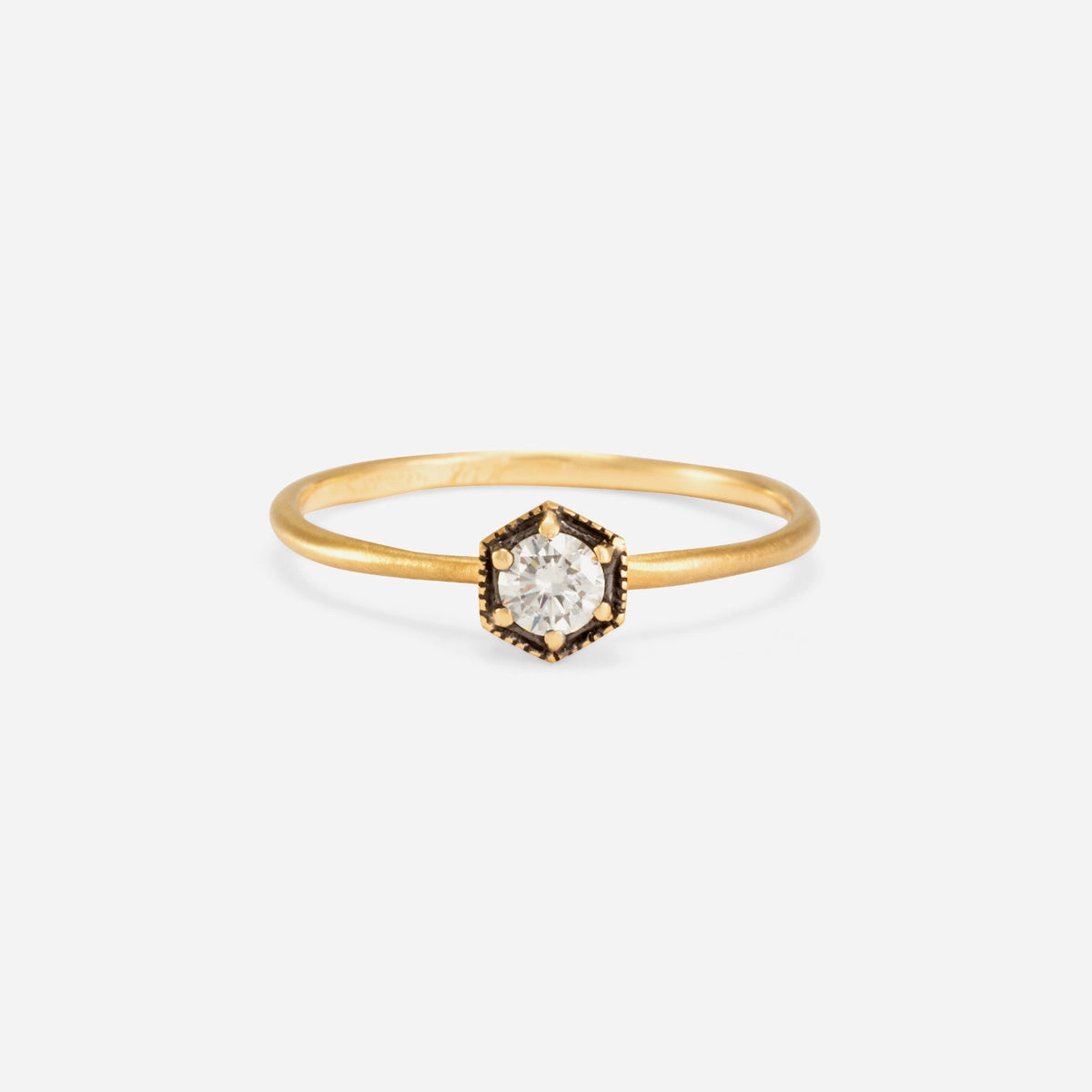 3.5mm White Diamond Hexagon Ring | R2203W