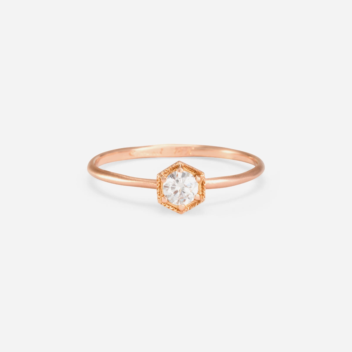 3.5mm White Diamond Hexagon Ring | R2203W