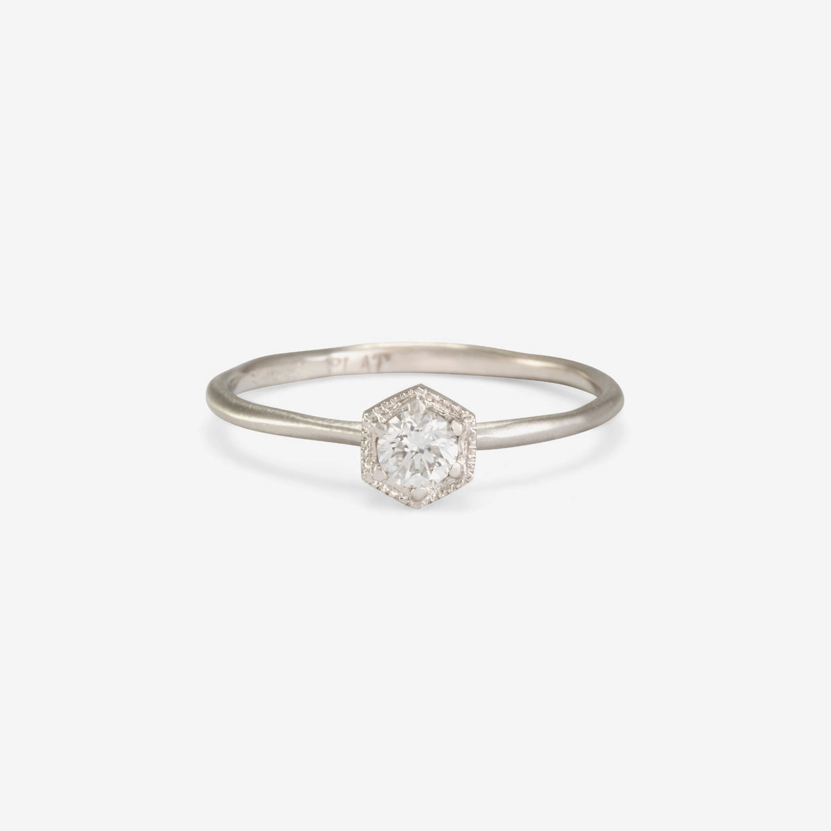 3.5mm White Diamond Hexagon Ring | R2203W