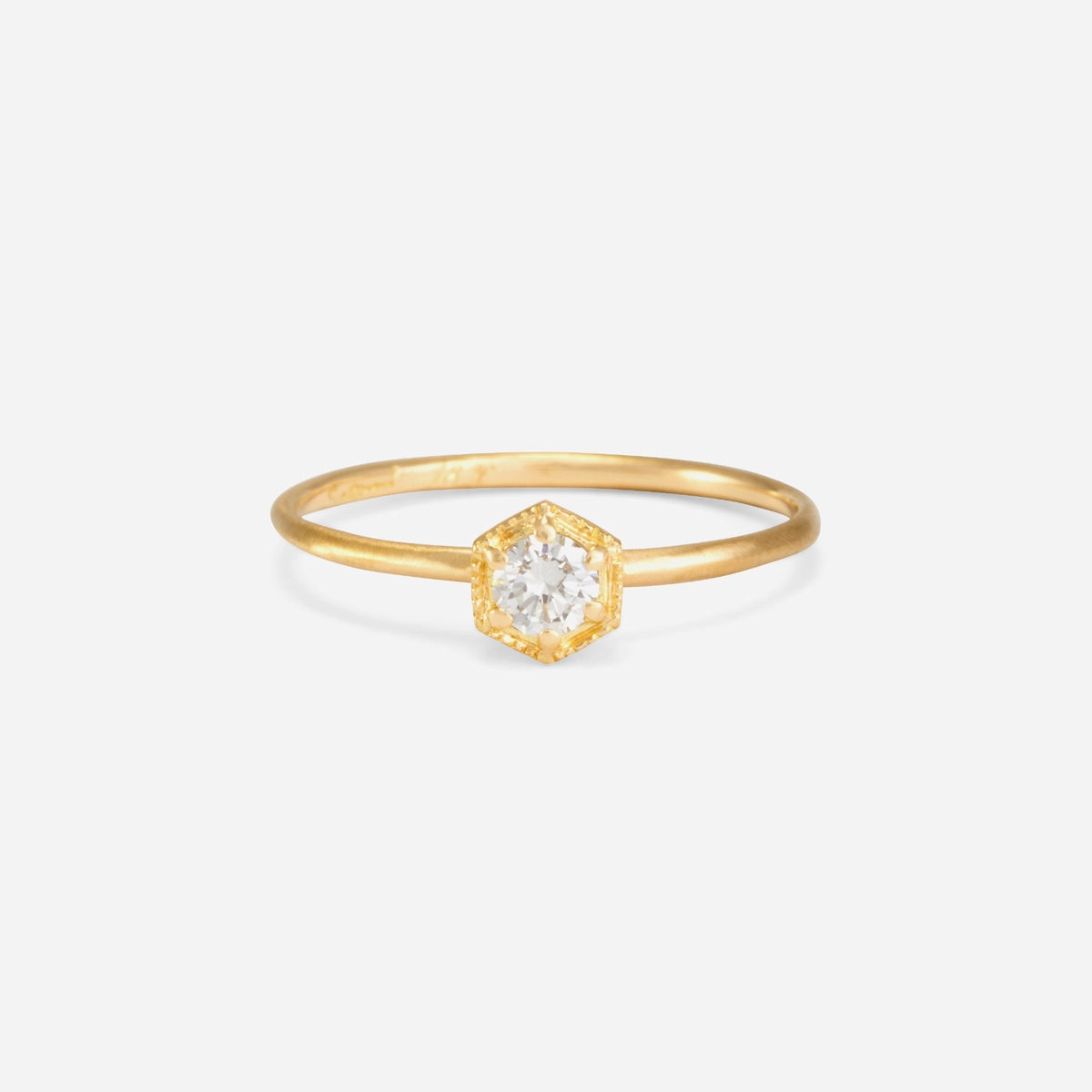 3.5mm White Diamond Hexagon Ring | R2203W