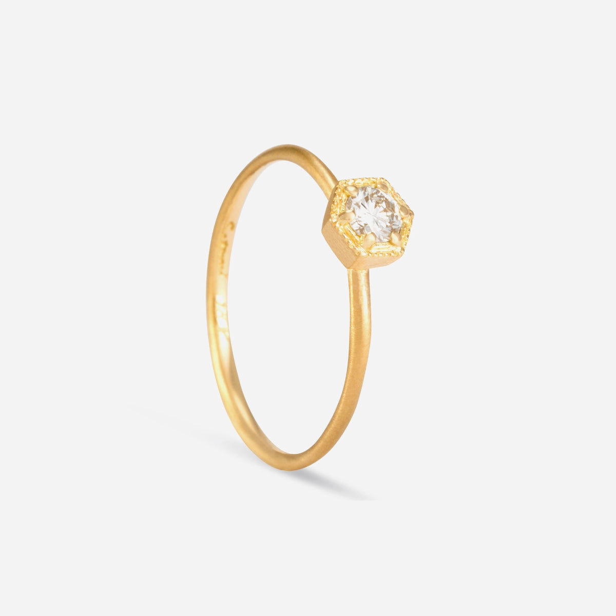 3.5mm White Diamond Hexagon Ring | R2203W