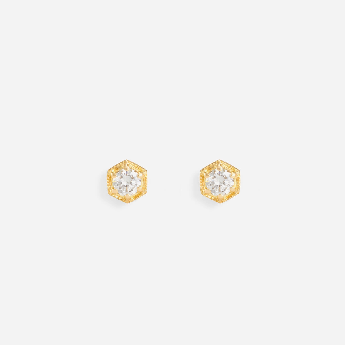 3.5mm White Diamond Hexagon Studs | E9903W