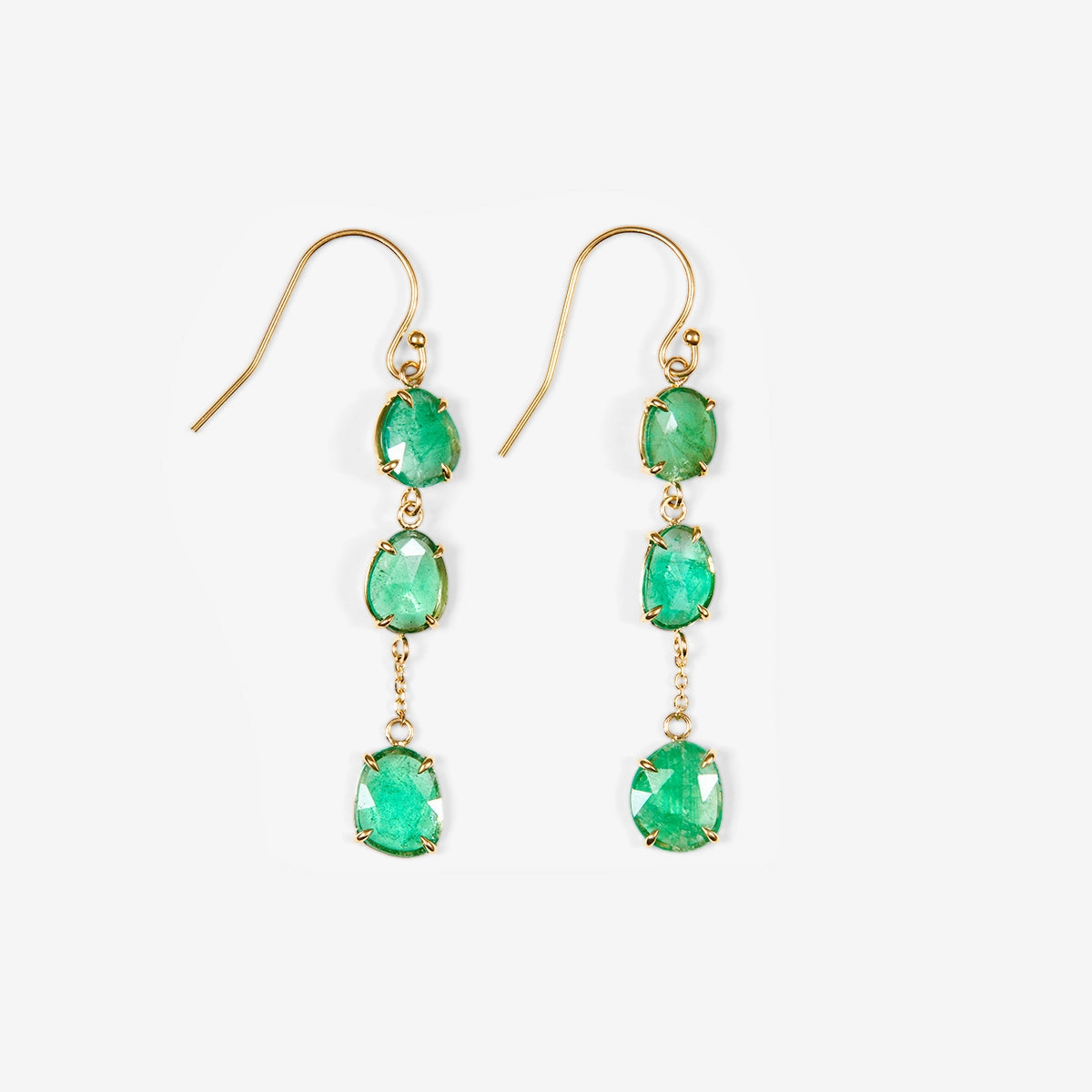 3.84 Carat One-of-a-Kind Emerald Slice Earrings | CE13-OOAK