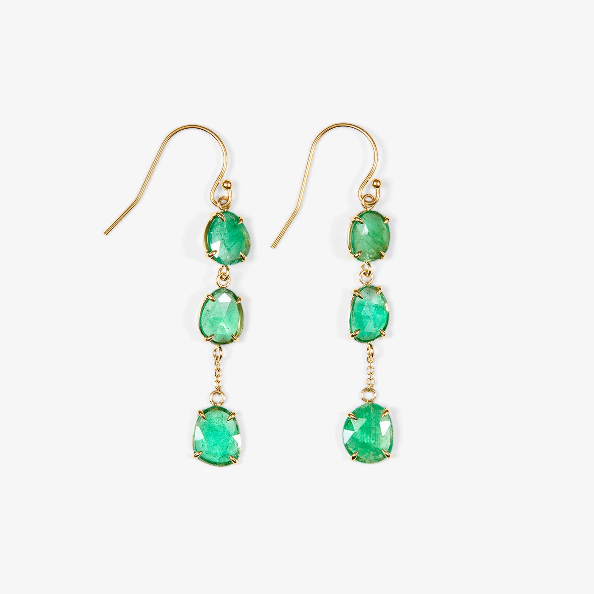 3.84 Carat One-of-a-Kind Emerald Slice Earrings | CE13-OOAK