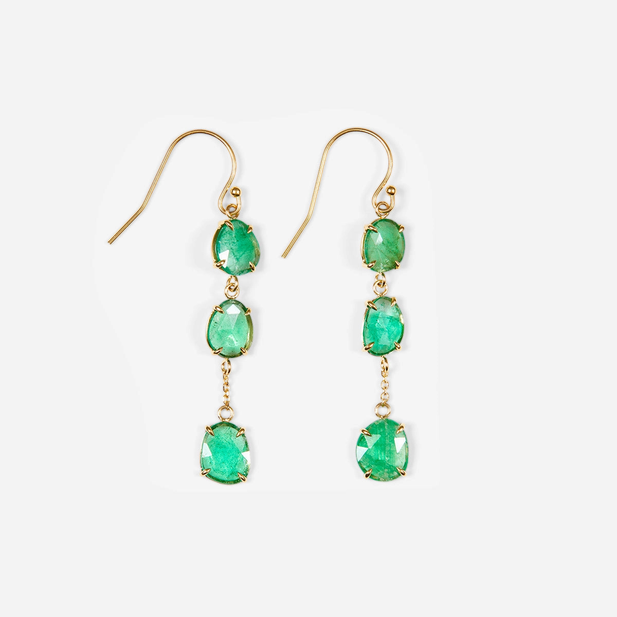 3.84 Carat One-of-a-Kind Emerald Slice Earrings | CE13-OOAK