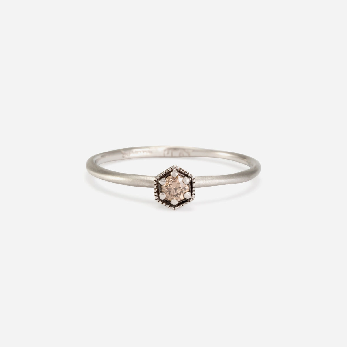 3mm Brown Diamond Hexagon Ring | R2202BR