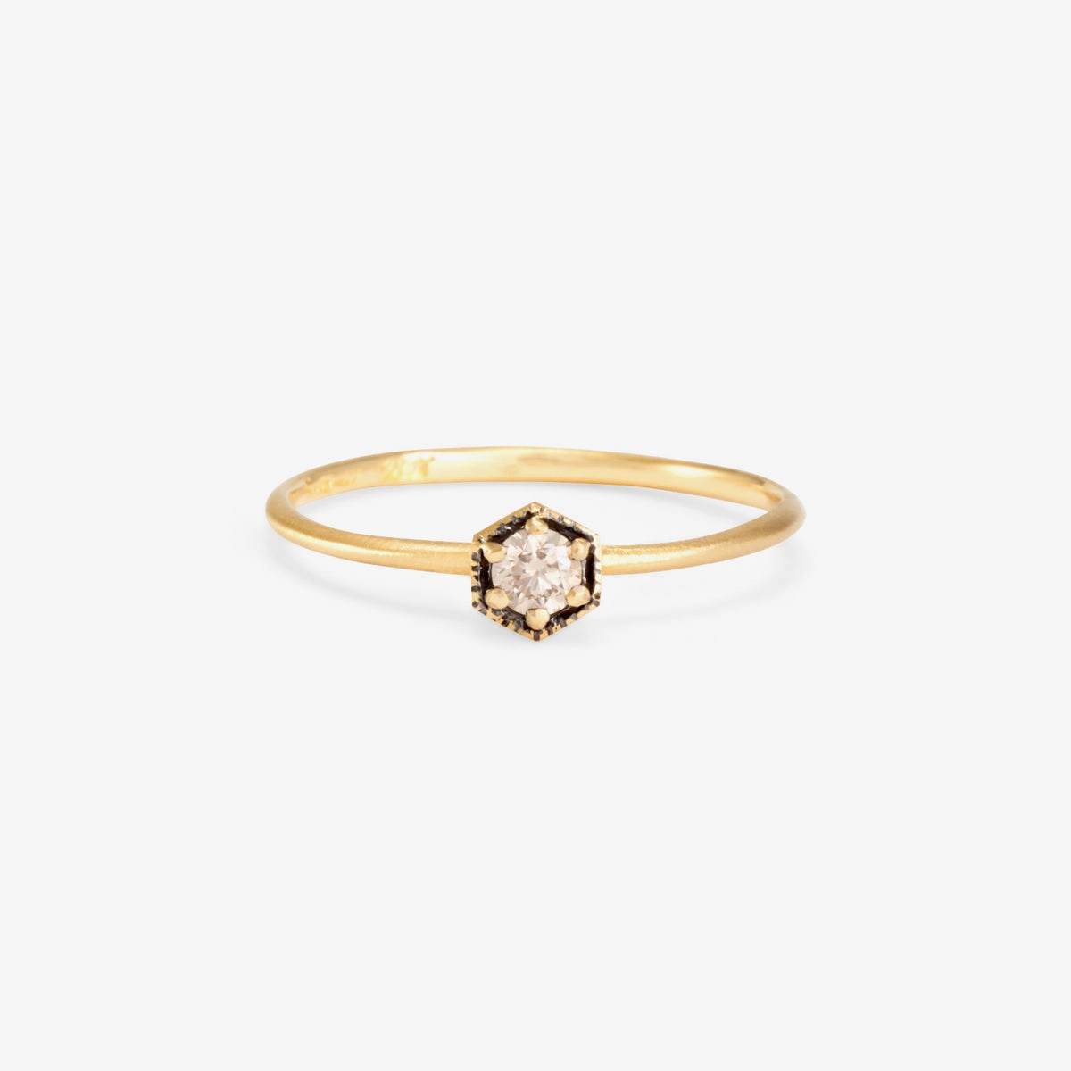 3mm Brown Diamond Hexagon Ring | R2202BR