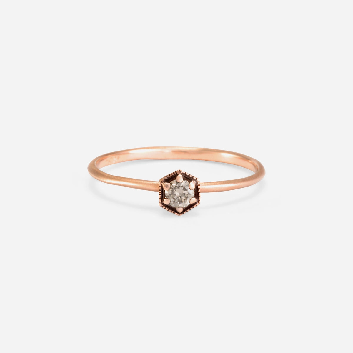 3mm Brown Diamond Hexagon Ring | R2202BR