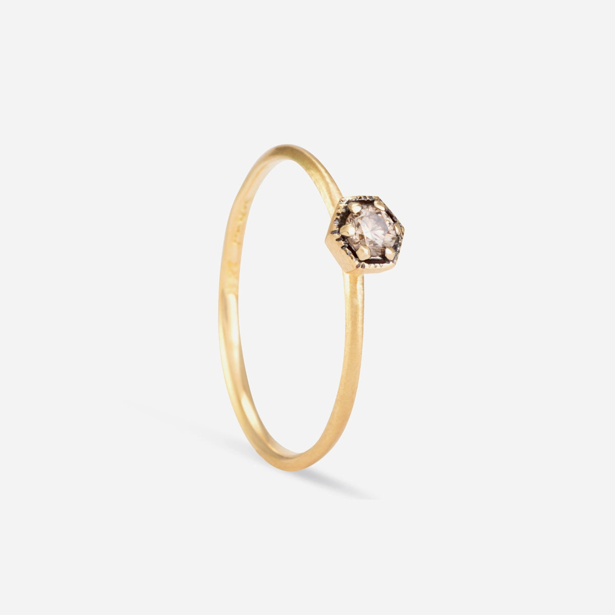 3mm Brown Diamond Hexagon Ring | R2202BR