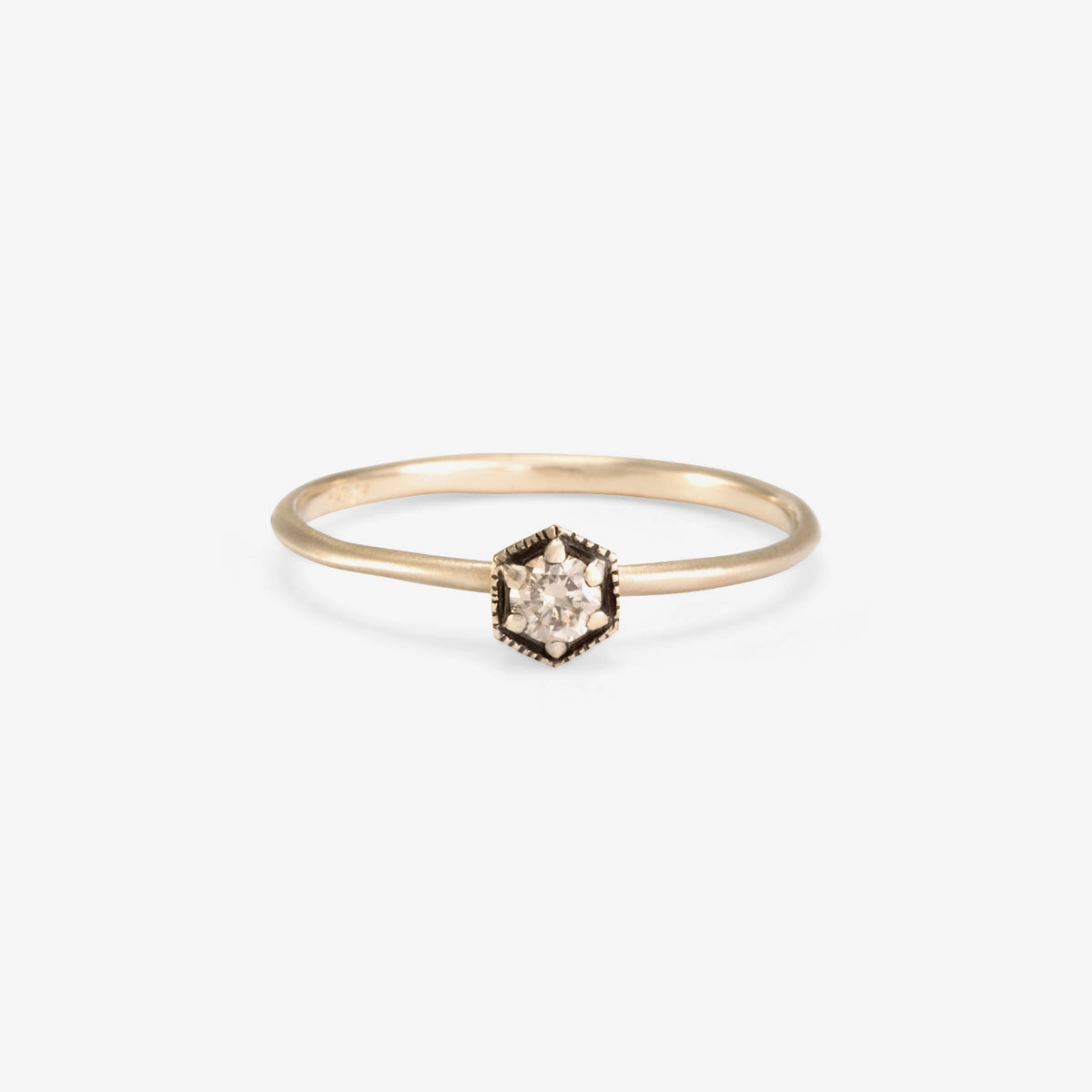 3mm Brown Diamond Hexagon Ring | R2202BR