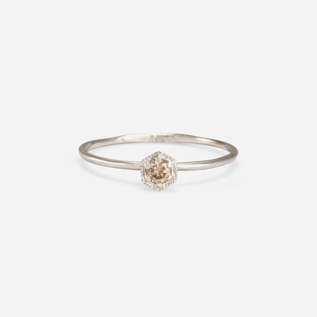 3mm Brown Diamond Hexagon Ring | R2202BR