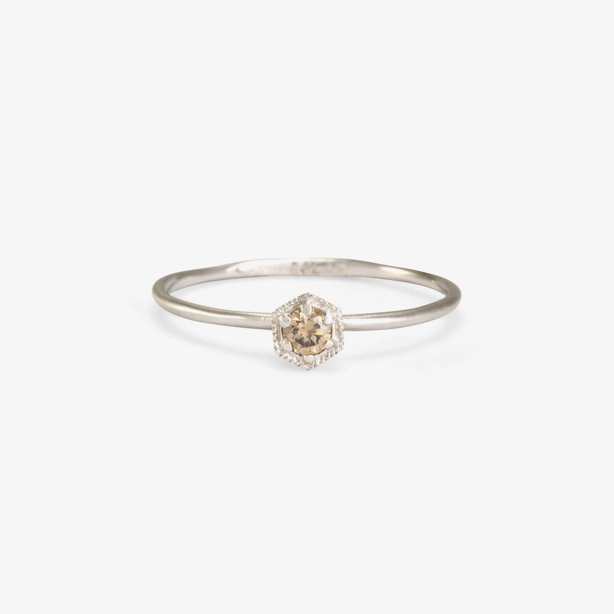 3mm Brown Diamond Hexagon Ring | R2202BR