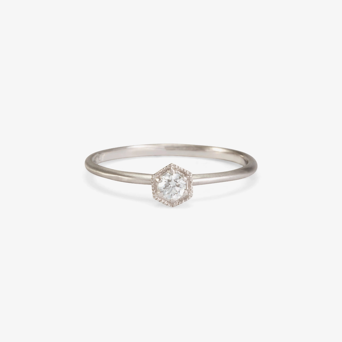 3mm White Diamond Hexagon Ring | R2202W