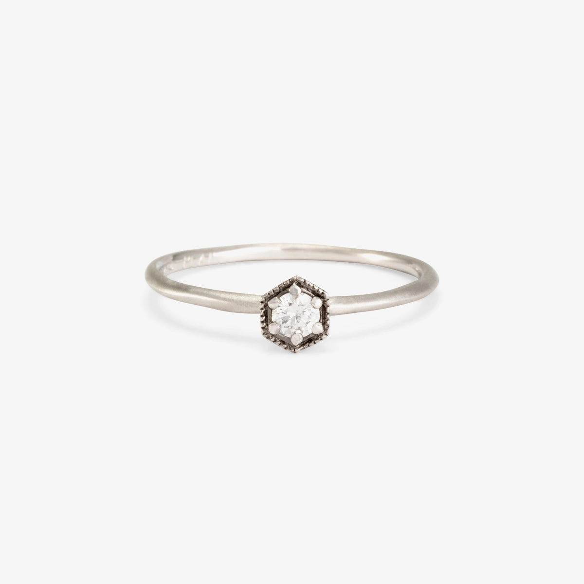 3mm White Diamond Hexagon Ring | R2202W