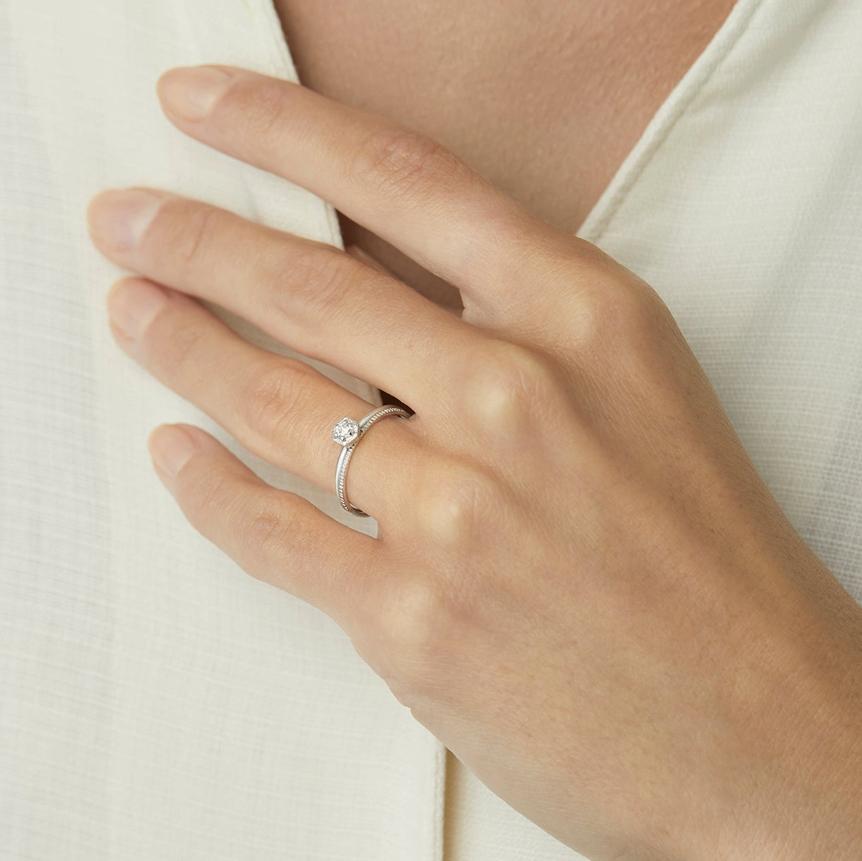 3mm White Diamond Hexagon Ring | R2202W