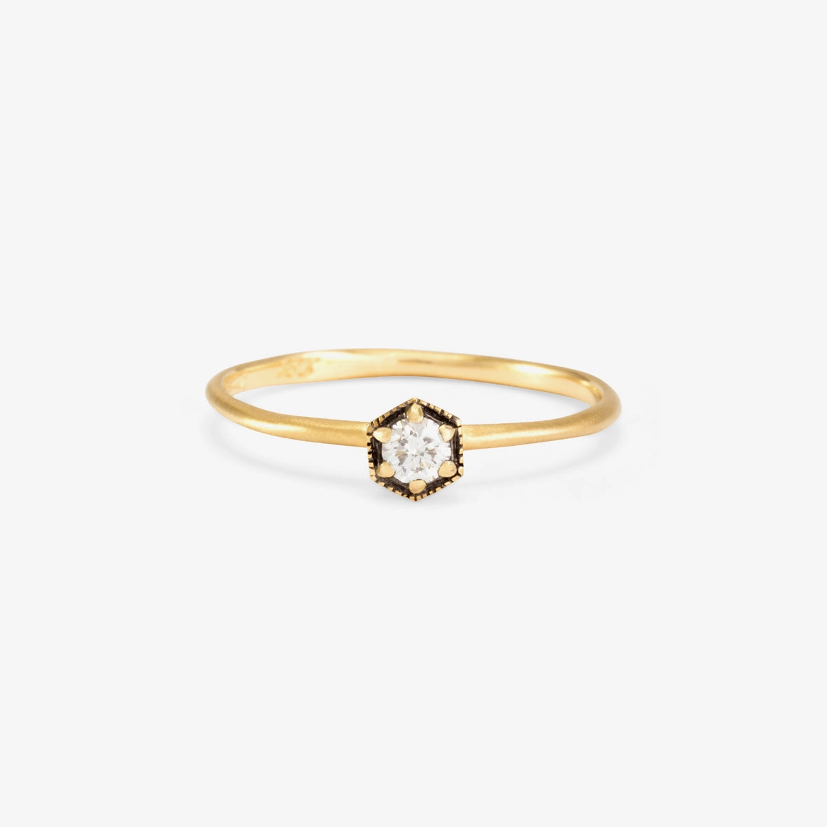 3mm White Diamond Hexagon Ring | R2202W