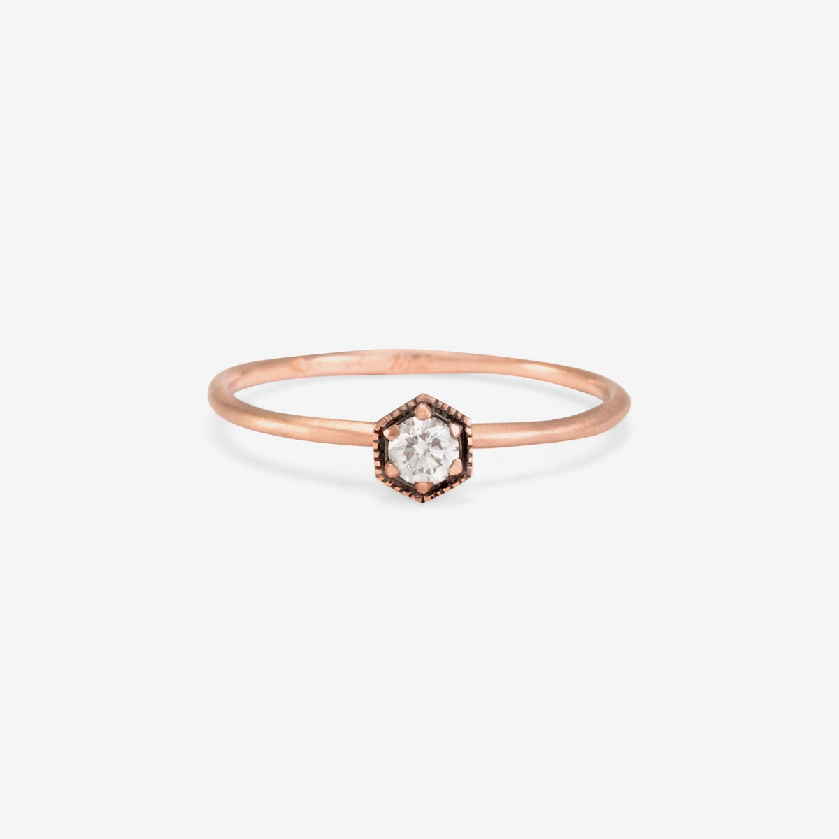 3mm White Diamond Hexagon Ring | R2202W