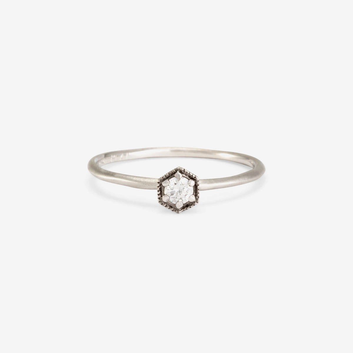 3mm White Diamond Hexagon Ring | R2202W