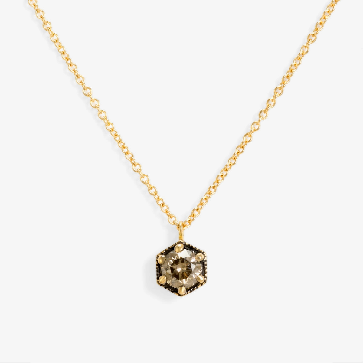 4.5mm Brown Diamond Hexagon Necklace | N9905BR