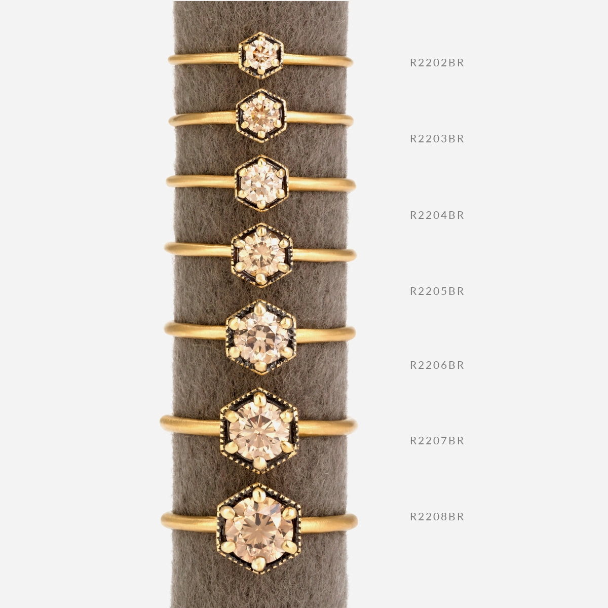 4.5mm Brown Diamond Hexagon Ring | R2205BR