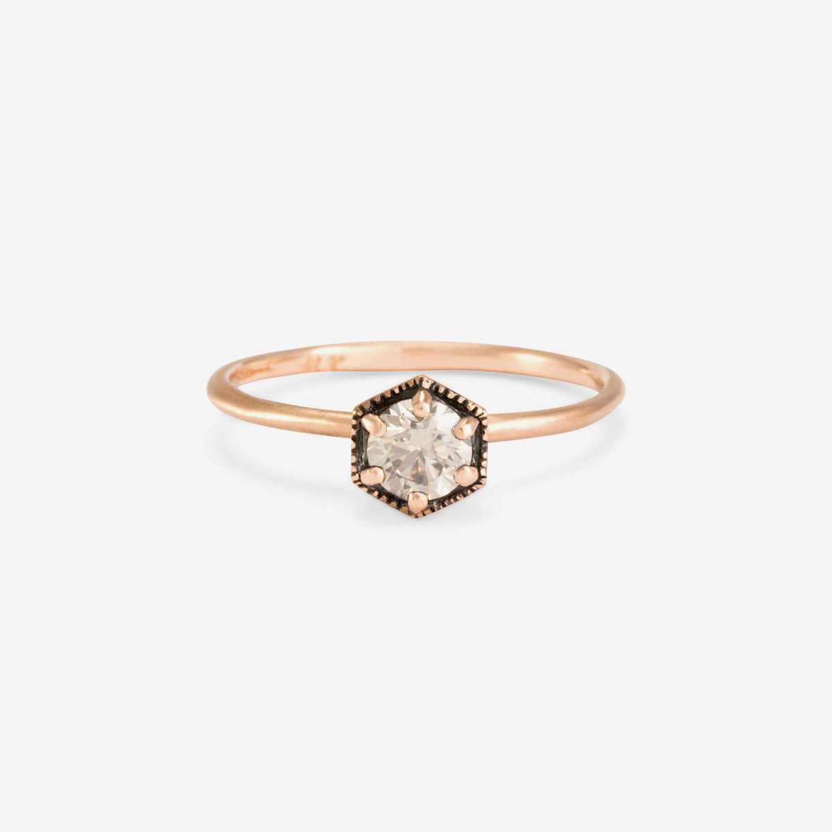 4.5mm Brown Diamond Hexagon Ring | R2205BR