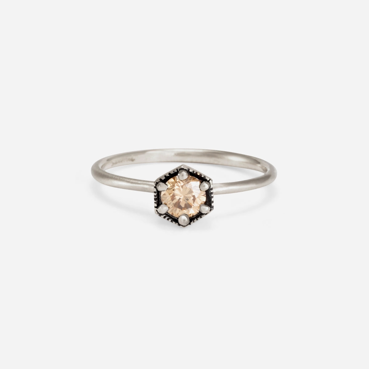 4.5mm Brown Diamond Hexagon Ring | R2205BR