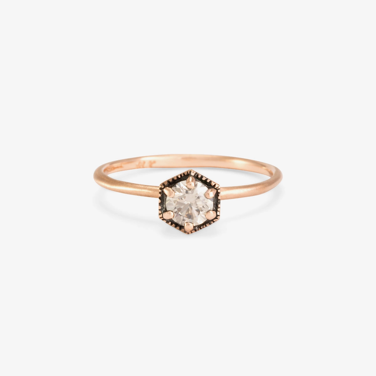 4.5mm Brown Diamond Hexagon Ring | R2205BR