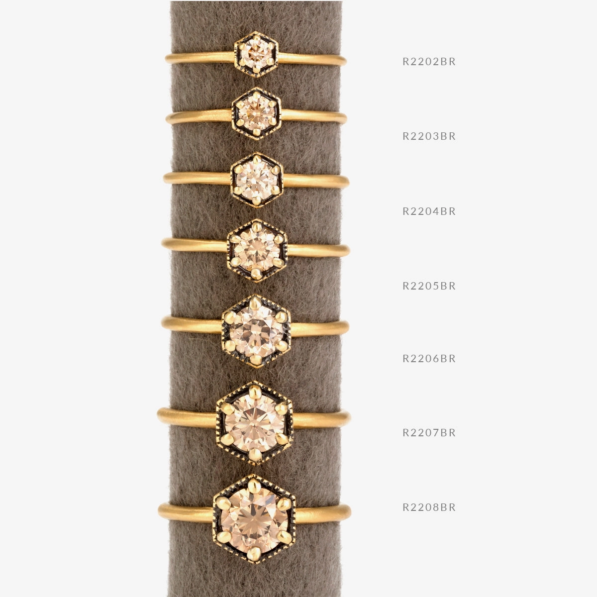 4.5mm Brown Diamond Hexagon Ring | R2205BR