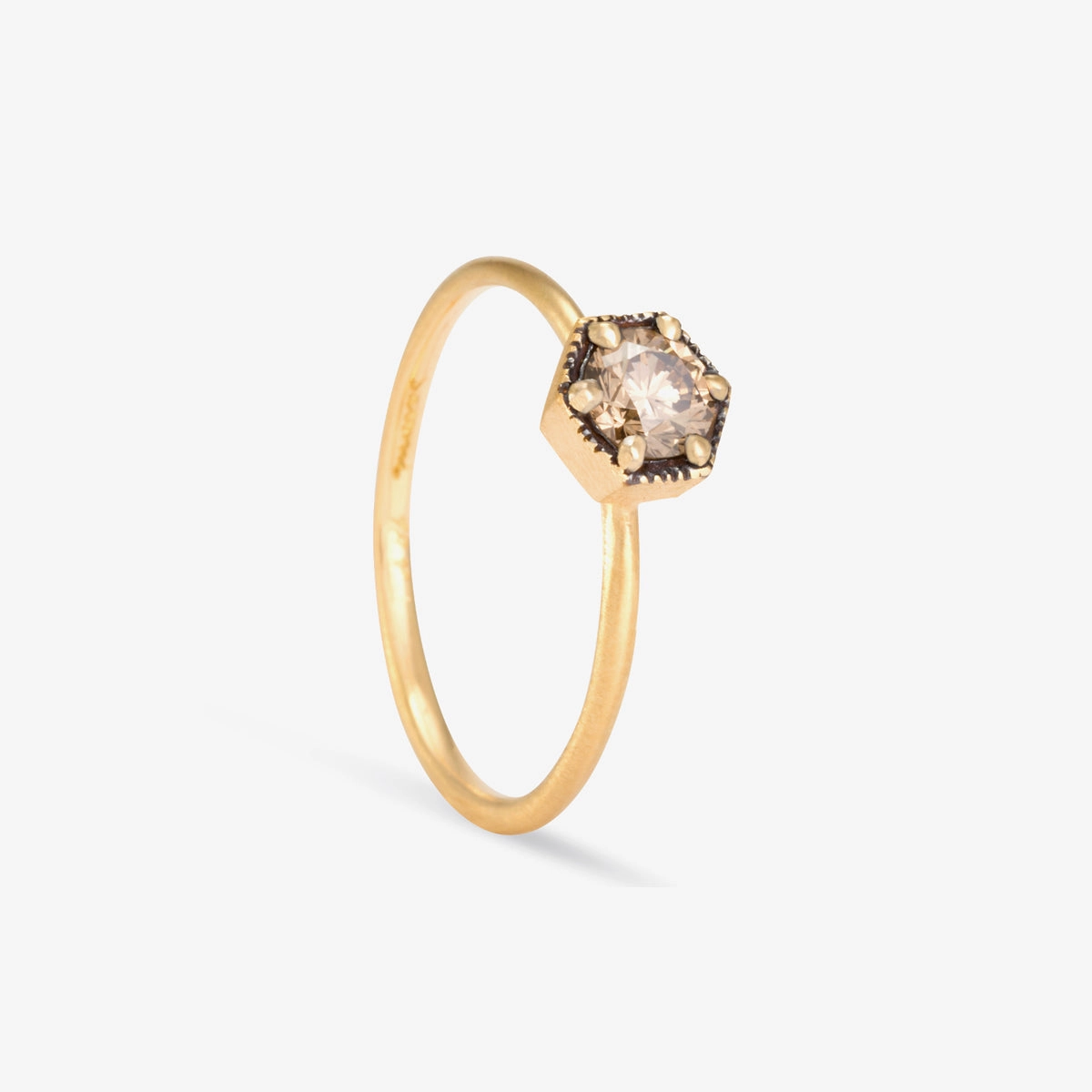 4.5mm Brown Diamond Hexagon Ring | R2205BR