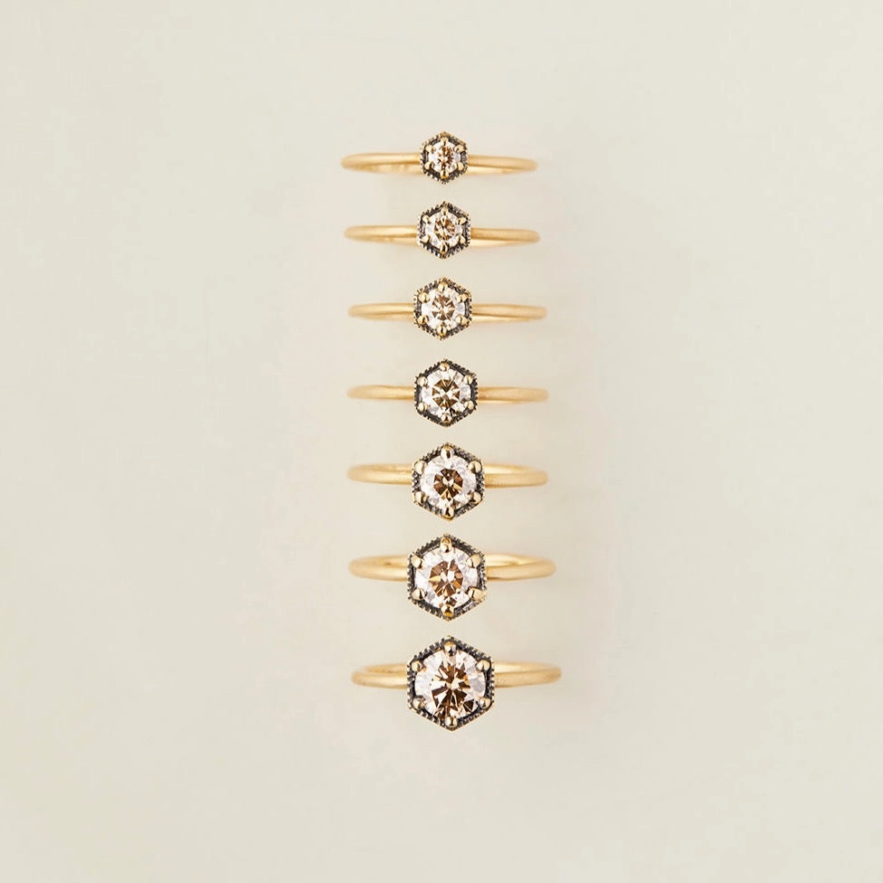 4.5mm Brown Diamond Hexagon Ring | R2205BR