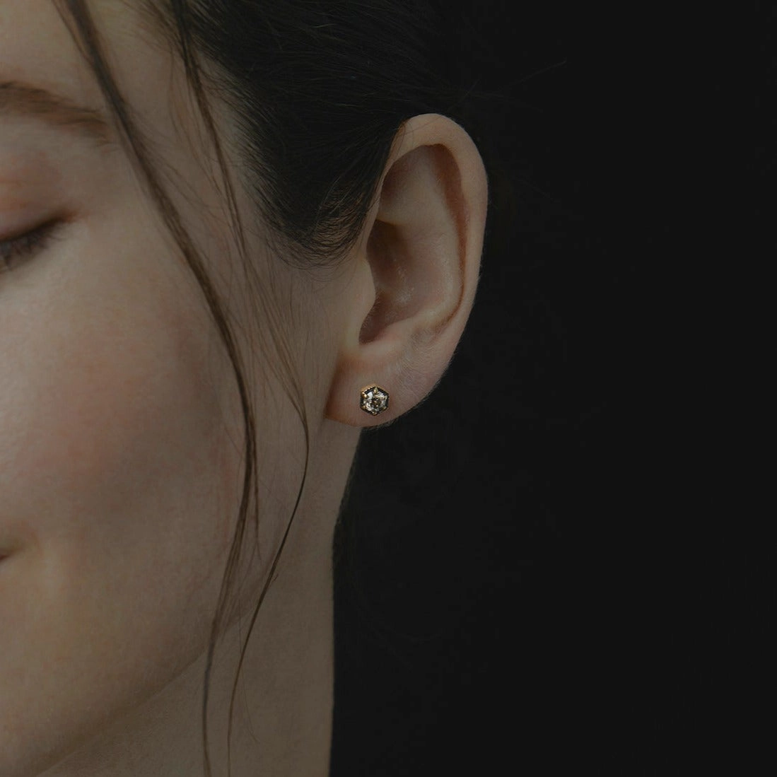 4.5mm Brown Diamond Hexagon Studs | E9905BR