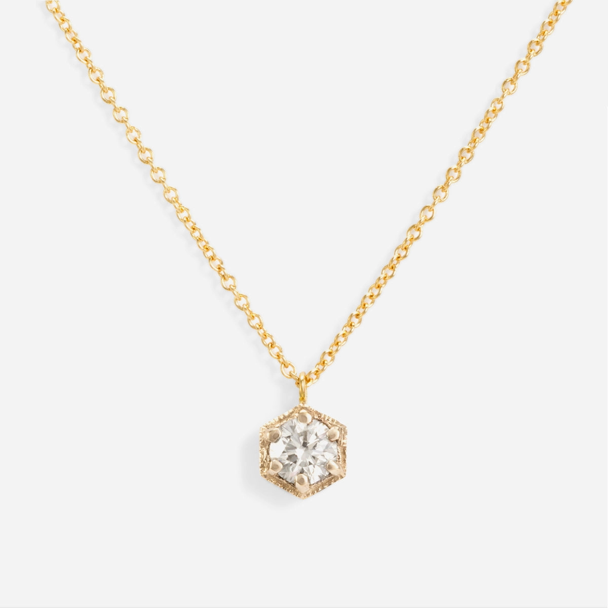 4.5mm White Diamond Hexagon Necklace | N9905W