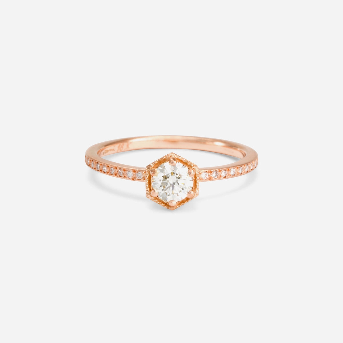 4.5mm White Diamond Hexagon Pave Ring | R9905W