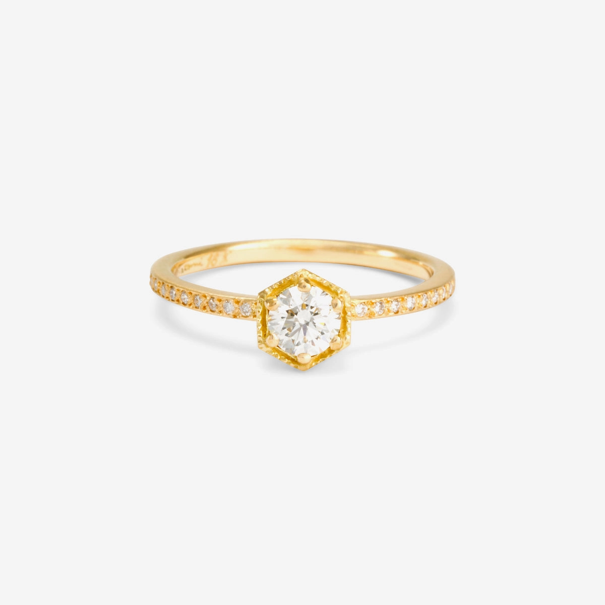 4.5mm White Diamond Hexagon Pave Ring | R9905W