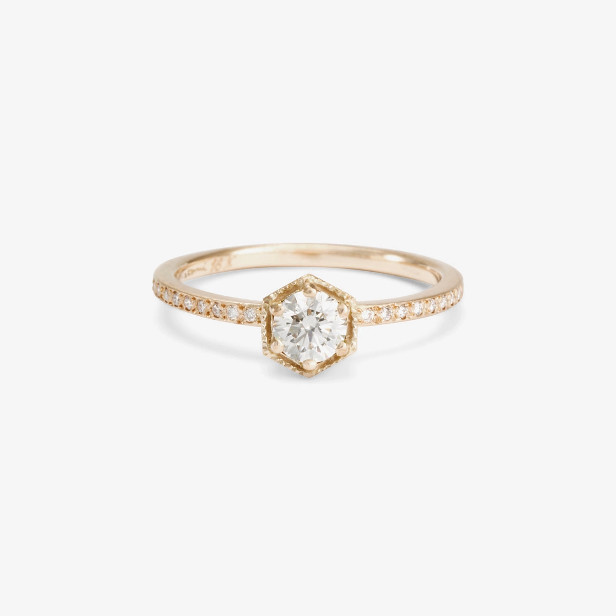 4.5mm White Diamond Hexagon Pave Ring | R9905W