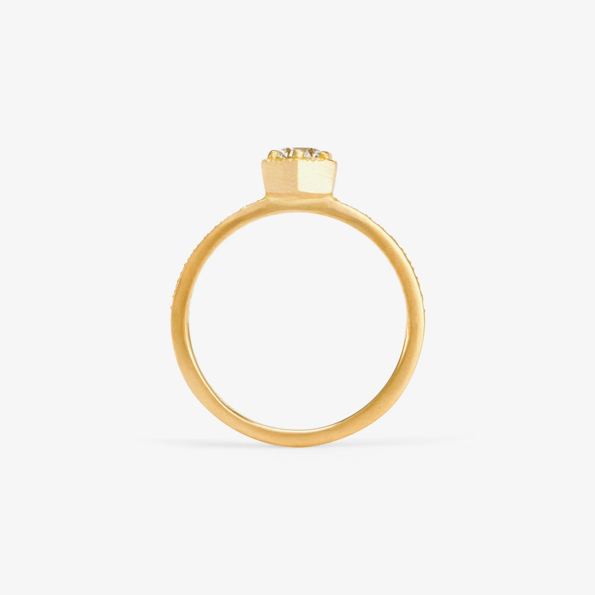 4.5mm White Diamond Hexagon Pave Ring | R9905W