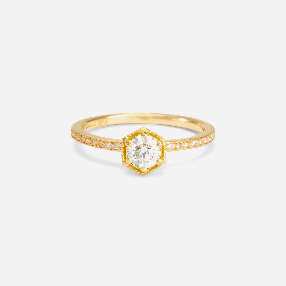 4.5mm White Diamond Hexagon Pave Ring | R9905W