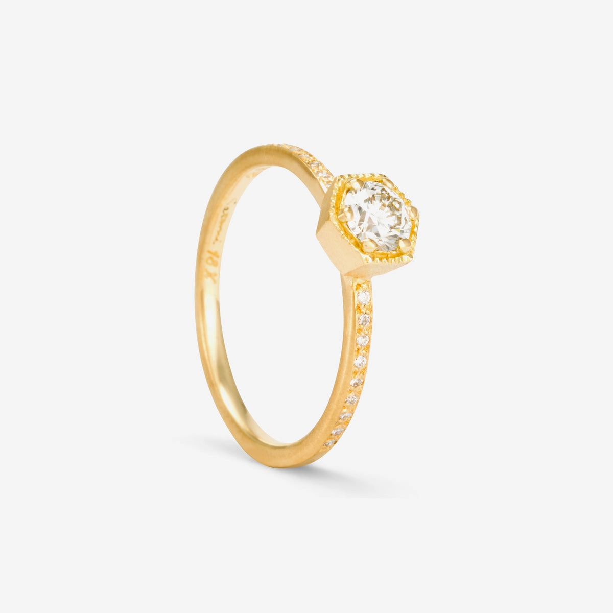 4.5mm White Diamond Hexagon Pave Ring | R9905W