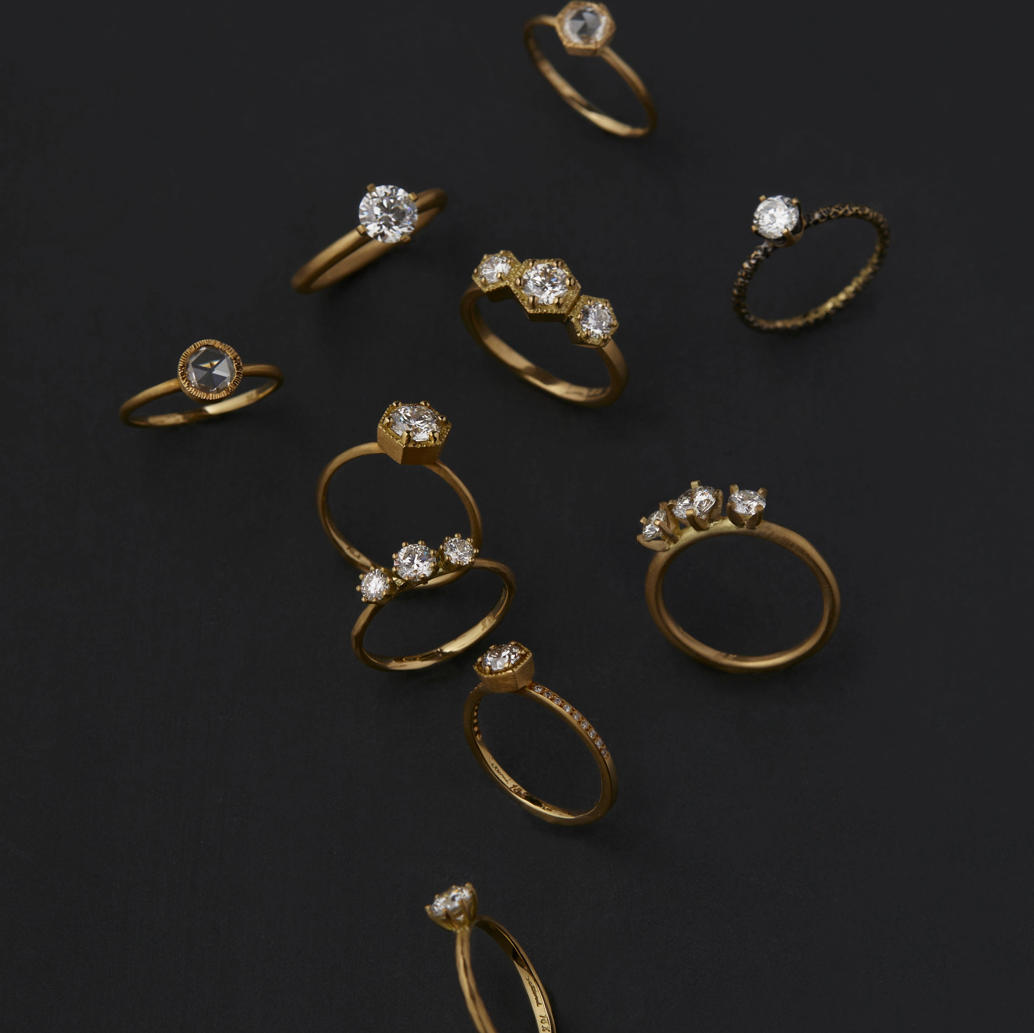 4.5mm White Diamond Hexagon Pave Ring | R9905W