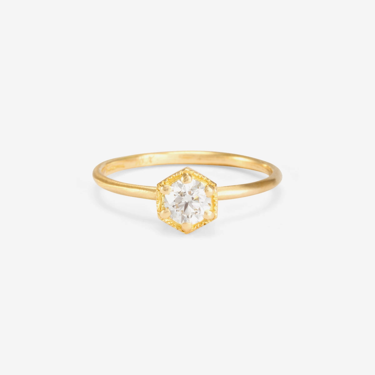 4.5mm White Diamond Hexagon Ring | R2205W