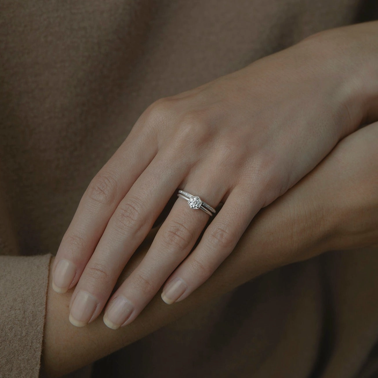 4.5mm White Diamond Hexagon Ring | R2205W